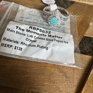 Lab Created Blue Topaz Ice Crystal Ring